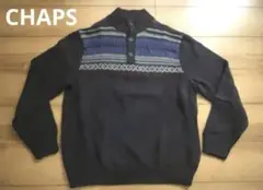 CHAPS ダークネイビー ボタン付きハイネックセーター L/G