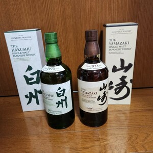 新品/未開封/2本セット【山崎 + 白州 NVノンビンテージ NA100周年記念ボトル 700ml】ウイスキー 化粧箱カートン付SUNTORYサントリー12年