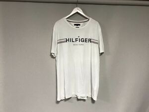 本物トミーヒルフィガーTOMMYHILFIGERコットンプリント半袖Tシャツメンズサーフアメカジミリタリーワークストリート白ホワイトXLトルコ製