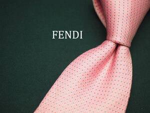 美品【FENDI フェンディ】 C1387 ロゴ ピンク SILK ブランド ネクタイ 古着 良品