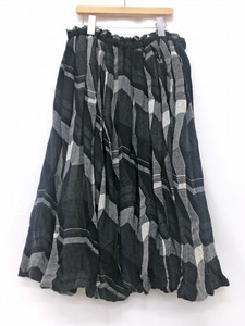 YOHJI YAMAMOTO ヨウジヤマモト デザインチェックスカート 2 FD-T26-066 ブラック 綿100% Check skirt