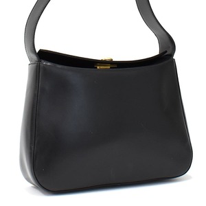 1円 ◆極美品 Salvatore Ferragamo サルヴァトーレフェラガモ ショルダーバッグ E218161 ガンチーニ レザー ブラック◆E.Cslo.zE-03