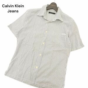 Calvin Klein Jeans カルバンクライン ジーンズ 春夏 半袖 胸ロゴ ストライプ★ シャツ Sz.M　メンズ　C4T04592_5#A