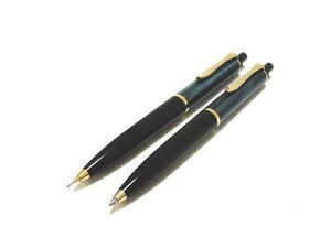 XC226◇ペリカン スーベレーン ノック式 ボールペン シャーペン グリーンマーブル // 計2点 // PELIKAN SOUVERAN 筆記用具 文房具 / 美品