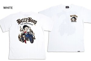 BR×BETTYコラボ 天竺半袖Tシャツ◆The BRAVE-MAN ホワイトXXLサイズ BBB-2315 ブレイブマン ベティーちゃん 刺繍