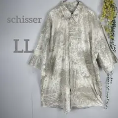 シーサ　シャツ　schisser 総柄　アロハシャツ　かりゆし　XL 幾何学模様