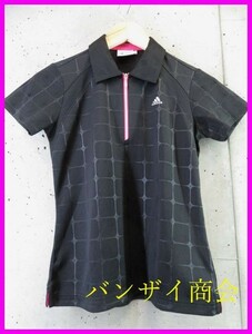 【送料300円可】017c4◆美品◆吸汗速乾◆adidas golf アディダスゴルフ ハーフジッパー 半袖ドライポロシャツ S/ジャケット/レディース