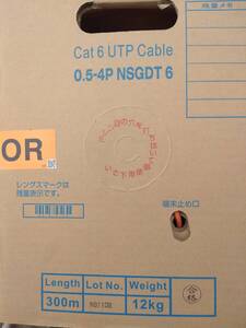 【新品】 Cat6 日本製線(株) 0.5-4P NSGDT6 UTPケーブル(OR) 300ｍ 1箱