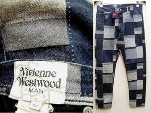 即決[46]Vivienne Westwood MAN 3303 スリム パッチワーク デニム パンツ■5454