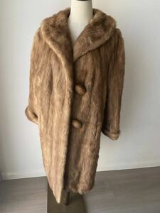 【40】mink ミンク ■ 着丈104cm ■美品 高級毛皮 長い コートです ゴールド 系 