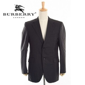 A4760/美品 秋冬 BURBERRY LONDON バーバリーロンドン ウール ストライプ テーラード シングル2Bジャケット R42 L程 黒/メンズ スーツ用