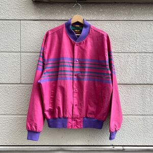 80s 90s USA古着 ピンク ボーダー柄 コットンジャケット ボンバージャケット ラングラー Wrangler アメリカ古着 vintage ヴィンテージ