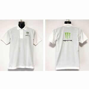 レア☆MONSTER ENERGY/モンスターエナジー☆半袖☆ポロシャツ☆入手困難/コレクター/モータースポーツ/レーシング/白×緑/M