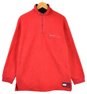 TOMMY HILFIGER トミーヒルフィガー ハーフジップ フリース レッド メンズL相当(24822