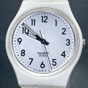 SWATCH スウォッチ JUST WHITE GW151 腕時計 アナログ クオーツ 3針 ホワイト文字盤 ラバーベルト ラウンド 新品電池交換済み 動作確認済み