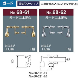 メガネ クリングス 1ペア ガード二本足 埋め込みタイプ めがね DIY 単品販売 ２種類から選択 修理