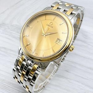 稼働品 OMEGA DE VILLE PRESTIGE オメガ デビル プレステージ 腕時計 メンズウォッチ 3針 カレンダー コンビベルト 4310.11 SS YG