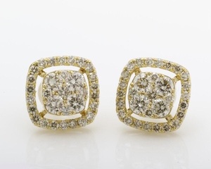 ★極美品★新品仕上げ済み★ダイヤモンドデザインピアス K18YG D1.2ct（D0.6ct×2）約2.3g　キラキラと虹色に輝く上質なダイヤモンドです♪