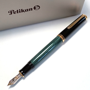 【plkf8】Pelikan　ペリカン　万年筆　スーベレーン M600　緑縞　グリーンストライプ　ピストン吸入式　 F細字　 定価60,500円