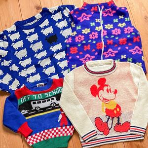 ヴィンテージ キッズ ニット セーター ベスト まとめ売り ディズニー ミッキーマウス 子供服 古着 卸 