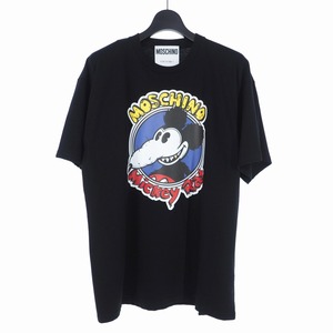 未使用品 モスキーノ MOSCHINO 20SS ネズミプリント Tシャツ カットソー 半袖 S ブラック 黒 A0779 レディース