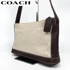 【美品】COACH コーチ ショルダーバッグ レザーキャンバス