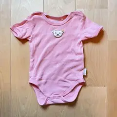 シュタイフ ボディスーツ　ロンパース　ピンク　くま　半袖　肌着　新生児