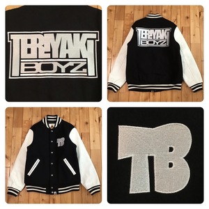 ★Kanye West着用★ TERIYAKI BOYS 袖レザー スタジャン Sサイズ a bathing ape varsity jacket エイプ ベイプ カニエ ウエスト NIGO yz5