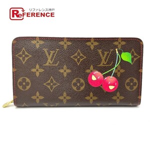 LOUIS VUITTON ルイヴィトン M95006 モノグラム チェリー ポルトモネ ジップ ラウンドファスナー 長財布 ブラウン レディース【中古】