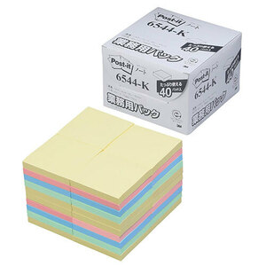 まとめ得 3M Post-it ポストイット ノート 業務用パック 4色混色 3M-6544-K x [2個] /l