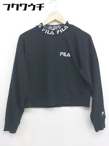 ◇ FILA フィラ ハイネック　ロゴ　刺繍 長袖 トレーナー サイズF ブラック　ホワイト レディース