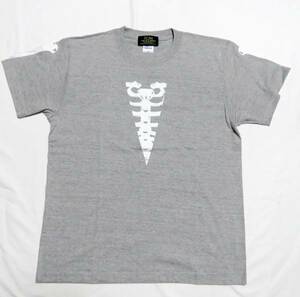 ボーン骨スカル骸骨TシャツTCM（鎖骨有りV）no4.グレイM