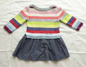 baby GAP★ベビーギャップ★ドッキングワンピース★ボーダーニット★長袖★70★6-12months