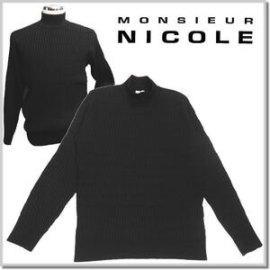 ムッシュニコル MONSIEUR NICOLE ジオメトリックリブ モックネックニット 3462-6002-49(BLACK)-50(XL) ハイネック セーター