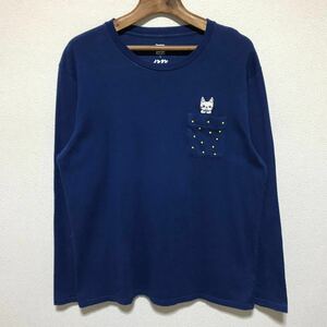 [送料無料]graniph(グラニフ)×ノンタン/コラボレーション ロングスリーブTシャツ(おやすみなさい)/ネイビー/ユニセックス/Lサイズ