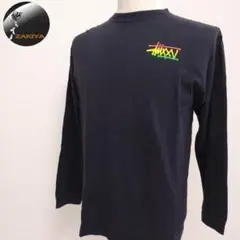 STUSSY　ステューシー　ロングTシャツ　ラスタカラー　ビックロゴ　黒　M