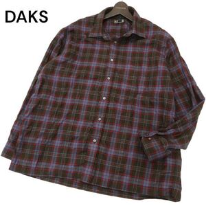 DAKS ダックス 通年 長袖 チェック★ シャツ Sz.3L　メンズ 大きいサイズ 特大　C4T03070_4#C