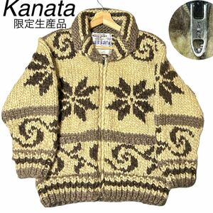 美品　ヴィンテージ　Kanata カナタ　カウチンセーター　限定生産品　TALONジップ M カナダ製　スノーエルク　ウール