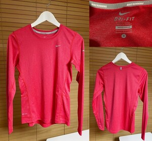 【激安1点のみ 国内正規品】NIKE RUNNING ナイキ ランニング MILER マイラー DRI-FIT ドライフィット 反射材付き 長袖 Tシャツ S ピンク系