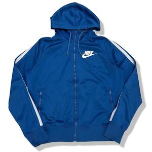 NIKE(ナイキ) フード付きトラックジャケット M ブルー/青 厚手 高オンス スウォッシュロゴ ジップアップパーカー ジャージ