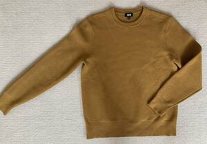 ユニクロ メンズ ウォッシャブルストレッチミラノクルーネックセーター(長袖)マスタード色