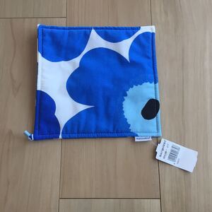 marimekko マリメッコ 鍋敷き ティーポット置き 正方形 パーティー ウニッコ 青 ブルー 未使用品 吊り下げ可能