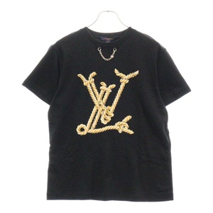 LOUIS VUITTON ルイヴィトン 24AW ノーティカルLV チェーン付き ビッグLVロゴ Tシャツ 半袖カットソー RW242WW MAX FRTS24 ブラック