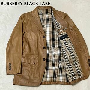 1円 【勝者の鎧】 BURBERRY BLACK LABEL バーバリーブラックレーベル 牛革100% カウレザー テーラードジャケット ブラウン 三陽商会