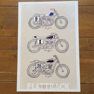 ポスター「Legendary Flat Track Bikes」★フラットトラック/ダートトラック/トライアンフ/BSA/ハーレーダビッドソン