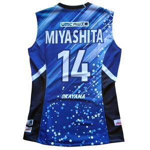 ★新品/引退/岡山シーガルズ 宮下遥 選手 レプリカ ユニフォーム/女子バレー ユニフォーム/バレーボール ユニフォーム/blue