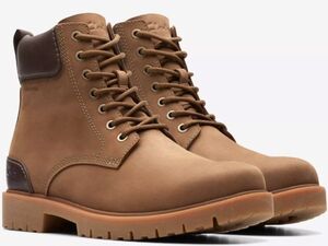 送料無料 Clarks 30cm GTX ゴアテックス チャッカ ブーツ ブラウン 軽量 防水 ウォータープルーフ スニーカー ビジネス レザー JJJ256