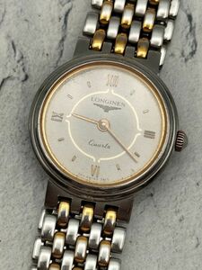 M114 1円～ 不動品 ロンジン LONGINES 153-3415 クオーツ Quartz 腕時計 ラウンド型 シルバー文字盤 ステンレス コンビカラー レディース