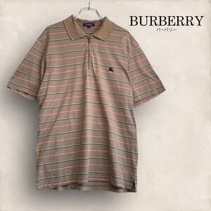 BURBERRY バーバリー ジップ コットン ポロシャツ L