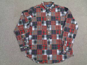 Ralph Laurenの定番であるパッチワークのシャツ CUSTOM FIT PATCHWORK SHIRT SIZE L ブリテッシュ系チェック